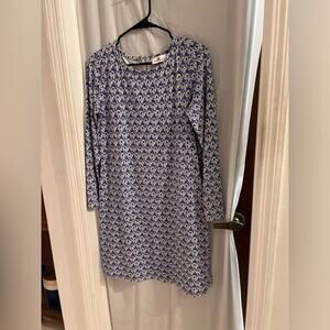 Vineyard vines blue long sleeve shift dress size s resort travel coastal